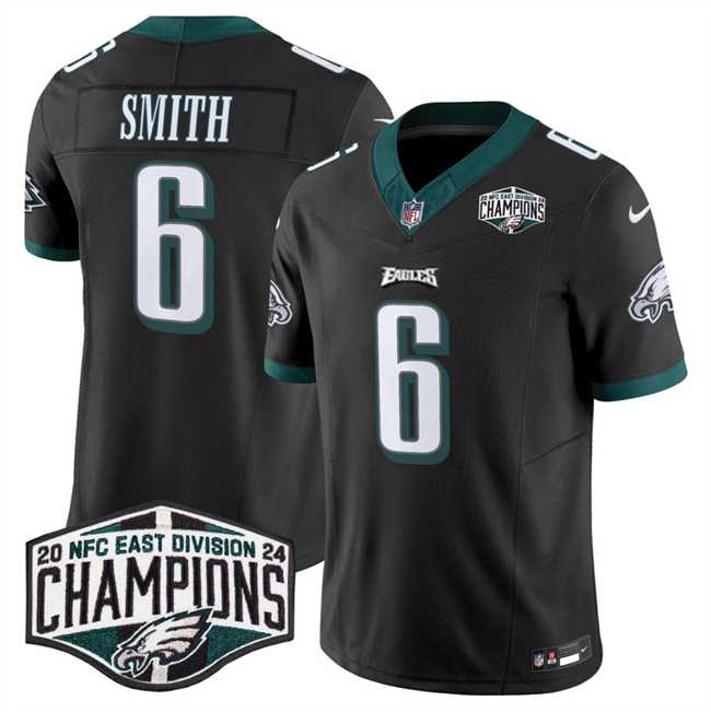 Men%27s Philadelphia Eagles #6 DeVonta Smith Black 2024 NFC East Champions F.U.S.E. Vapor Untouchable Limited Stitched Jersey